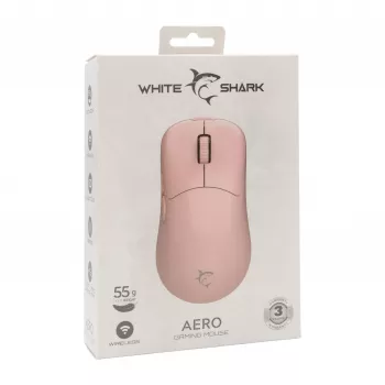 White Shark AERO PINK belaidė žaidimų pelė (rožinė, 10000 DPI, 2.4GHz/USB-C)