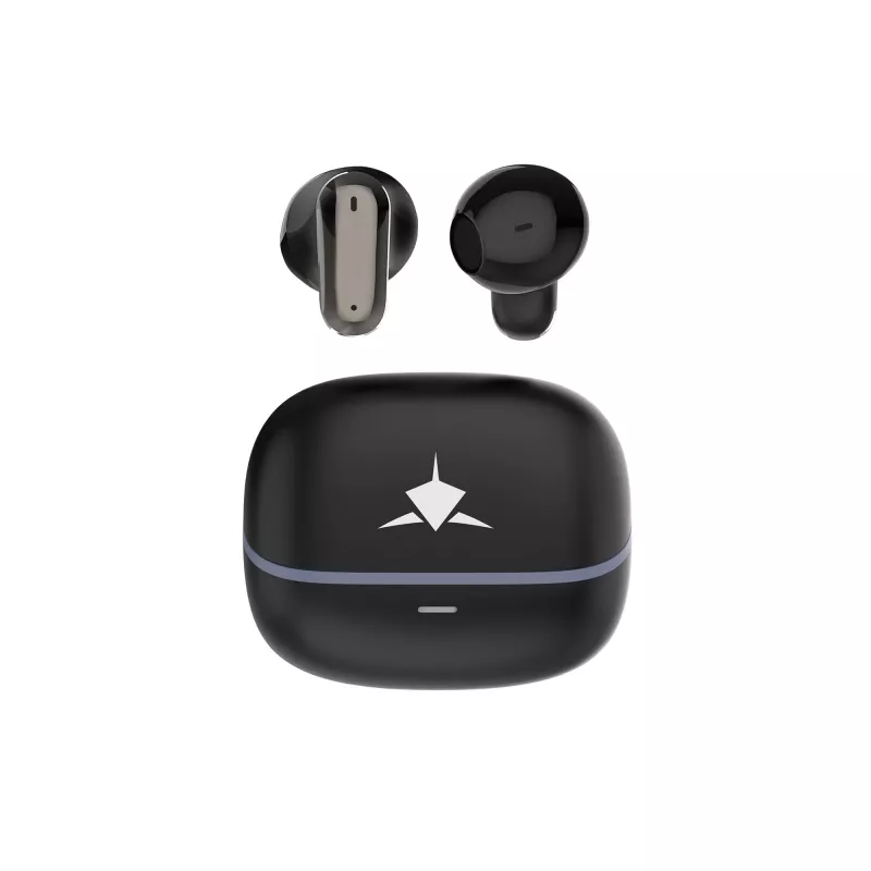 White Shark BLAZE-B GEB-TWS-201 True Wireless Bluetooth 5.1 belaidės ausinės su įkrovimo dėklu, IPX4 atsparumu vandeniui, jutikliniais valdikliais, juodos spalvos