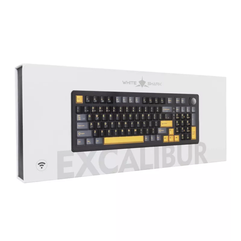 White Shark EXCALIBUR-B TKL mechaninė žaidimų klaviatūra, KTT Wine Red linijiniai perjungikliai, karšto keitimo, per klavišą RGB, juoda