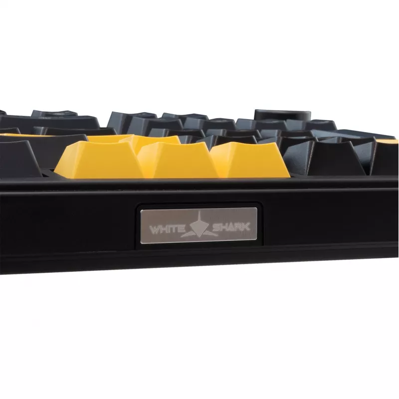 White Shark EXCALIBUR-B TKL mechaninė žaidimų klaviatūra, KTT Wine Red linijiniai perjungikliai, karšto keitimo, per klavišą RGB, juoda