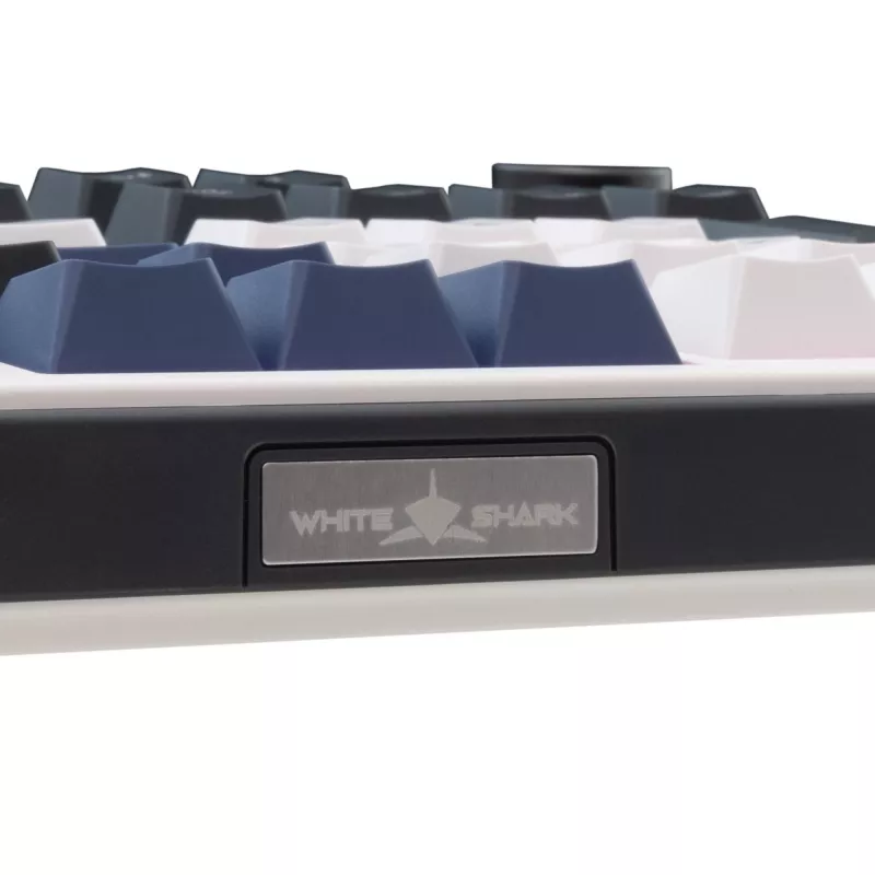 White Shark EXCALIBUR-W mechaninė žaidimų klaviatūra, 75% išdėstymas, KTT Wine Red karšto keitimo, per klavišą RGB, laidinė, balta