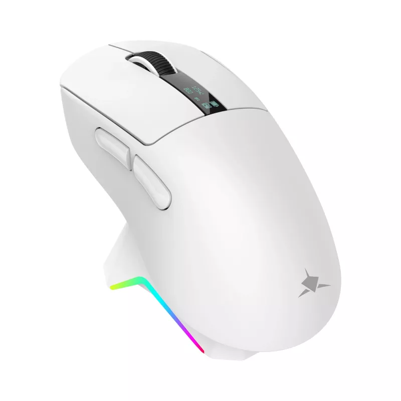 White Shark GAWAIN-W belaidė žaidimų pelė – 12000 DPI, 500mAh baterija, 56g, balta