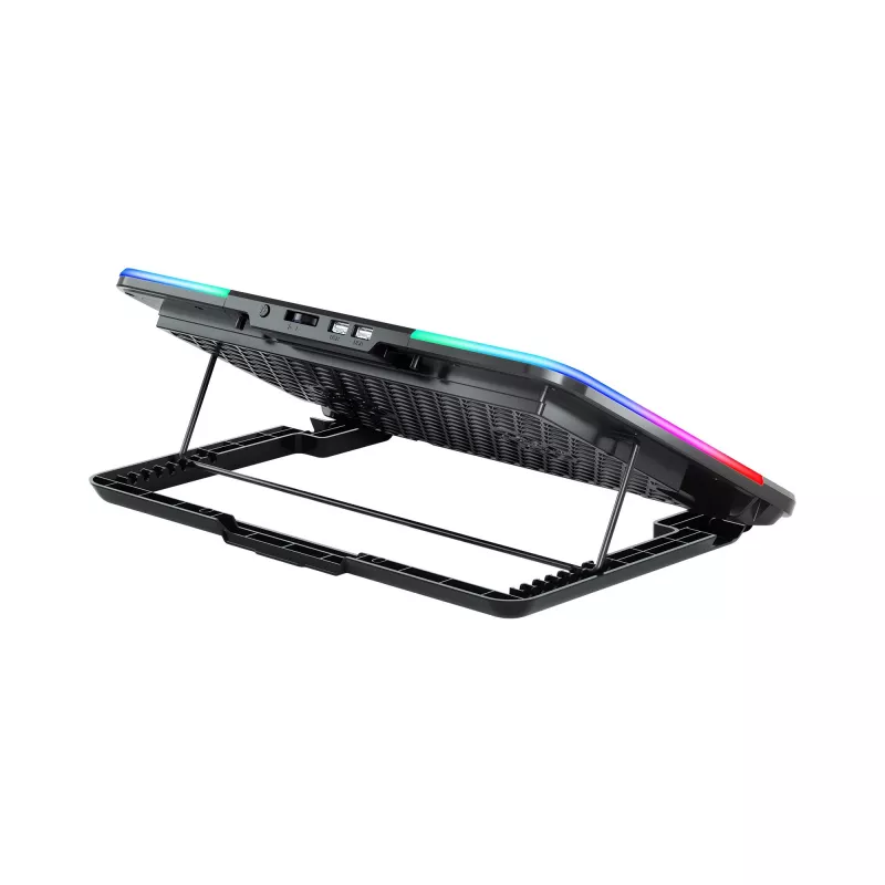 White Shark ICE BLADE GCP-96 dviejų ventiliatorių nešiojamojo kompiuterio aušinimo padėklas su mėlynu LED, palaiko iki 17 colių, 5 reguliuojamos pozicijos