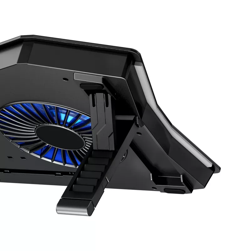 White Shark ICE GUARD GCP-4 aušinimo padėklas su dviem 125 mm mėlynos spalvos LED ventiliatoriais, 5 aukščio nustatymais, iki 17,3 colio