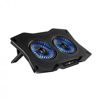 White Shark ICE GUARD GCP-4 aušinimo padėklas su dviem 125 mm mėlynos spalvos LED ventiliatoriais, 5 aukščio nustatymais, iki 17,3 colio