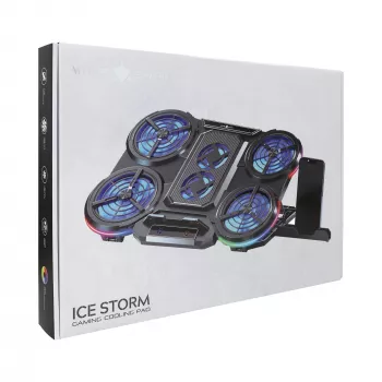 White Shark ICE STORM GCP-6 nešiojamojo kompiuterio aušinimo padėklas, 2x125mm ventiliatoriai, mėlynas LED, USB, iki 17 colių