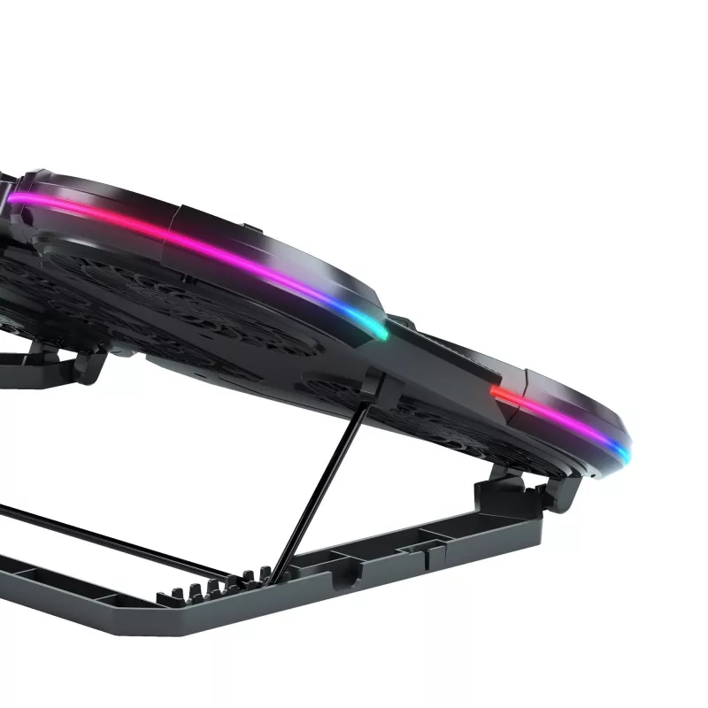 White Shark ICE STORM GCP-6 nešiojamojo kompiuterio aušinimo padėklas, 2x125mm ventiliatoriai, mėlynas LED, USB, iki 17 colių