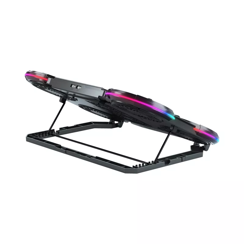 White Shark ICE STORM GCP-6 nešiojamojo kompiuterio aušinimo padėklas, 2x125mm ventiliatoriai, mėlynas LED, USB, iki 17 colių
