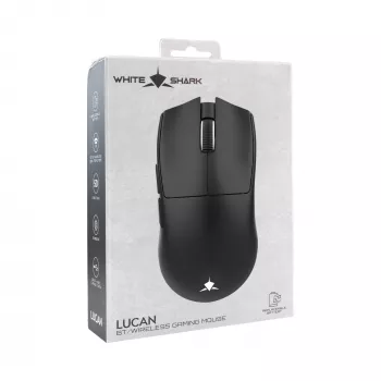 White Shark LUCAN-B WGM-5022 belaidė žaidimų pelė – 12000 DPI, 2.4 GHz, 7 mygtukai, RGB, balta