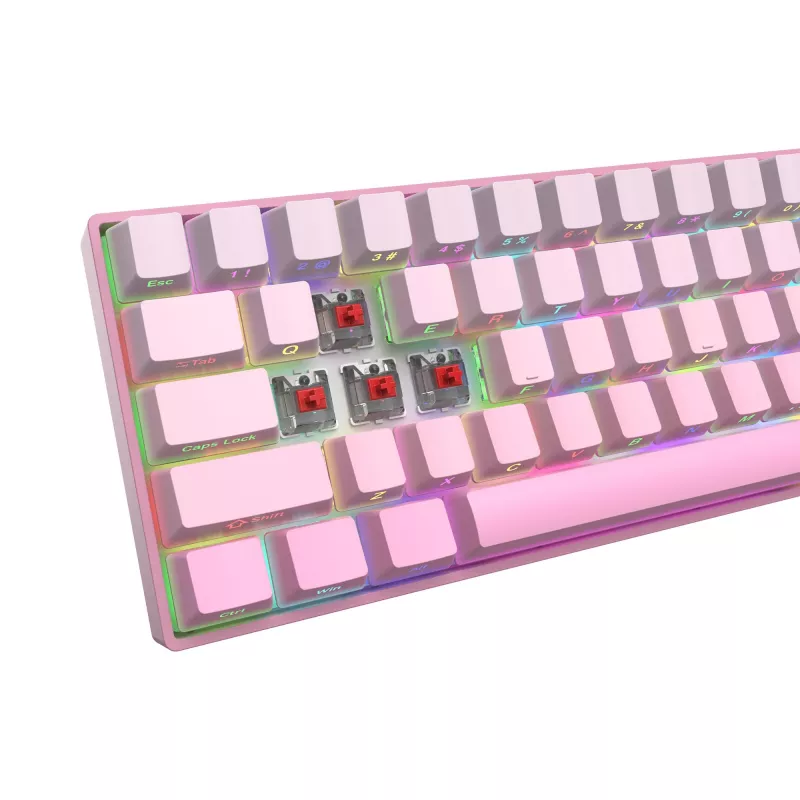 White Shark NUNCHAKU-P-US-RED.SW TKL mechaninė žaidimų klaviatūra - 87 klavišų, Outemu Red jungikliai, RGB apšvietimas, rožinė