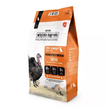 WIEJSKA ZAGRODA Monoprotein Turkey sausas šunų maistas suaugusiems šunims - 6 kg