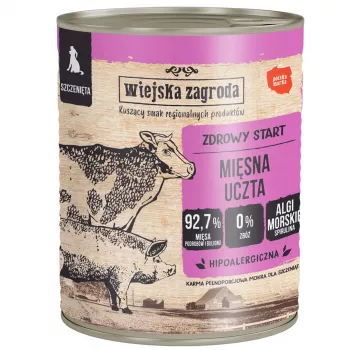 WIEJSKA ZAGRODA Puppy Meat Feast šlapias šunų maistas šuniukams 800g