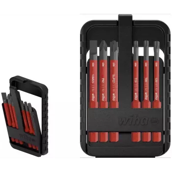 Wiha slimBit electric 45804 izoliuotas VDE atsuktuvų antgalių rinkinys, 6 vnt., plokšti, Phillips, Pozidriv, TORX, 75 mm