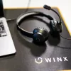 WINX CALL Clear 3,5 mm ausinės laidinės ant ausų su triukšmą slopinančiu mikrofonu, garso reguliavimu, odiniais paminkštinimais - juodos