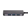 WINX CONNECT Simple USB/Type-C šakotuvas, 3x USB-A 5Gbps + USB-C PD 100W, kosminė pilka