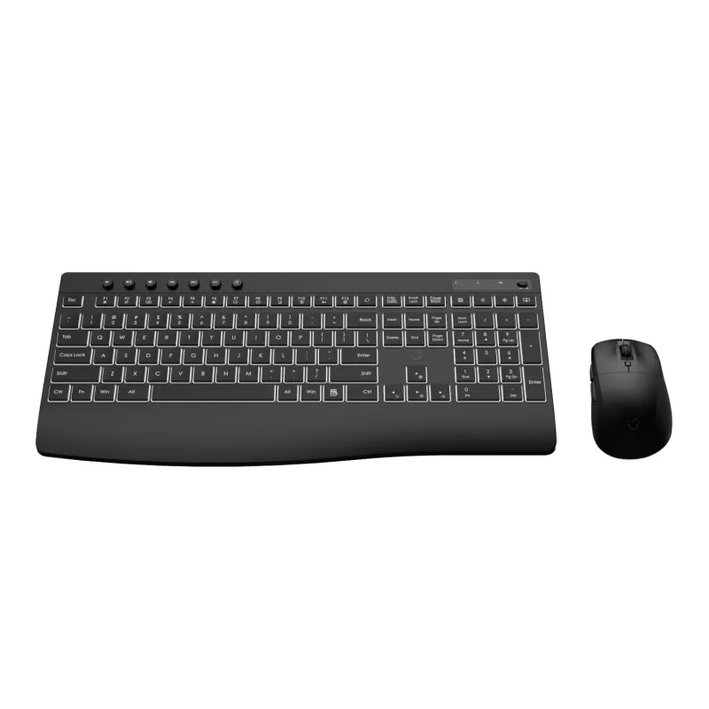 WINX DO Business apšviestas belaidis klaviatūros ir pelės rinkinys - pilno dydžio, įkraunamas, tylūs žirkliniai klavišai, reguliuojamas DPI, USB-C įkrovimas, juoda