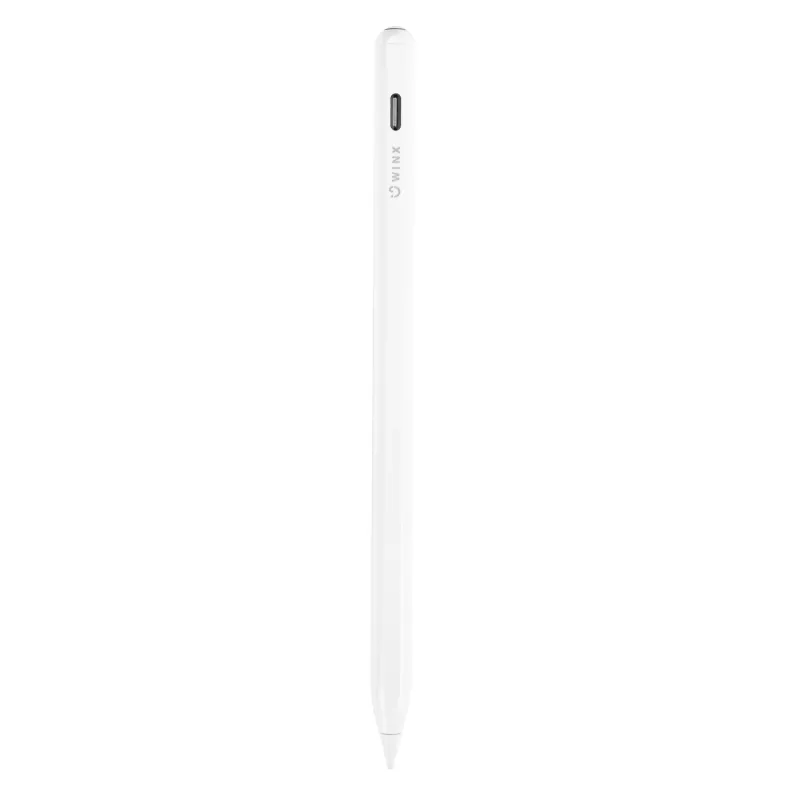 WINX DOODLE Pro iPad rašiklis - baltas aktyvus rašiklis su delno atmetimu, pakreipimo jutikliu, magnetiniu tvirtinimu, USB-C įkrovimu, atsarginiu antgaliu