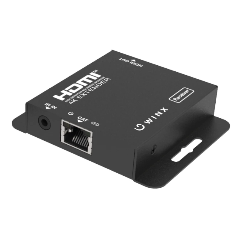 WINX LINK FAR 4K HDMI prailgintuvas per vieną Cat5e/6/7 kabelį iki 60 m su IR perdavimu, HDCP 1.4, juodos spalvos