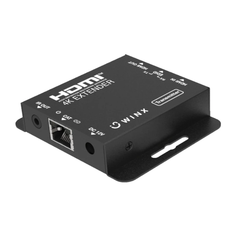 WINX LINK FAR 4K HDMI prailgintuvas per vieną Cat5e/6/7 kabelį iki 60 m su IR perdavimu, HDCP 1.4, juodos spalvos