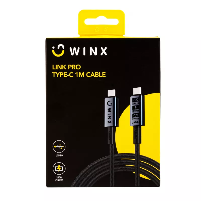 WINX LINK Pro Type-C 1m laidas 100W PD USB 2.0 480Mbps juoda
