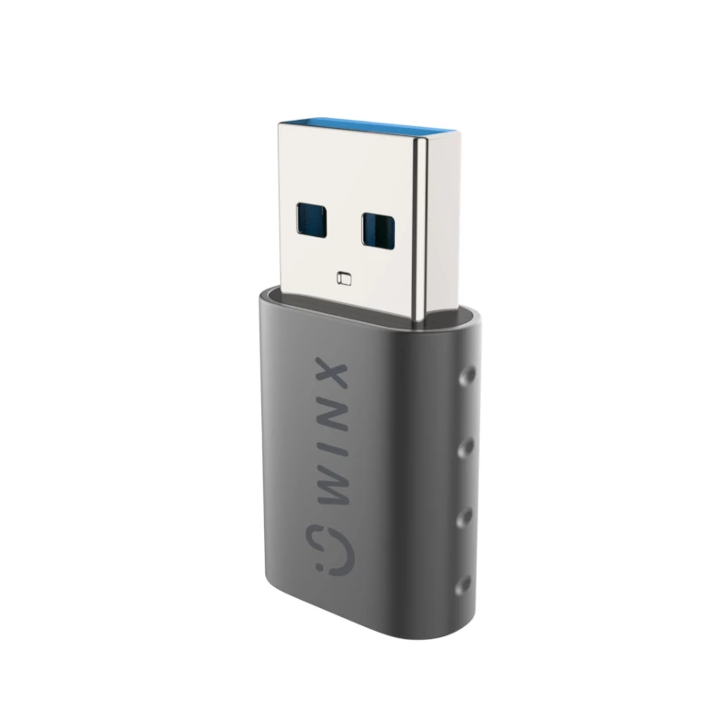 WINX LINK Simple USB į Type-C adapteris dviejų vienetų rinkinys (USB-A vyriškas į USB-C moterišką, 5Gbps, 15W, kosminė pilka, 2 vnt.)