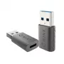 WINX LINK Simple USB į Type-C adapteris dviejų vienetų rinkinys (USB-A vyriškas į USB-C moterišką, 5Gbps, 15W, kosminė pilka, 2 vnt.)