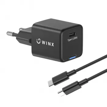 WINX POWER Essential Type-C 20W GaN sieninis įkroviklis - baltas