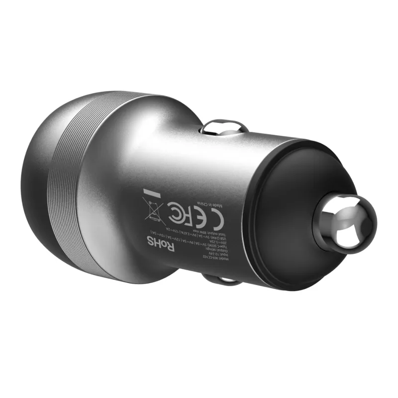 WINX POWER Fast 89W automobilinis įkroviklis - USB-C PD 67W + USB-A QC 18W, juodos spalvos