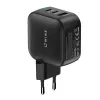 WINX POWER Max 65W GaN sieninis įkroviklis - 2x USB-C PD, 1x USB-A QC, juodas
