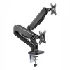 WINX RISE Pro dviguba pilno judesio monitoriaus ranka - dujų spyruoklės tvirtinimas prie stalo 2 ekranams 17 inch-32 inch, VESA 75/100, 18kg bendra, spaustuvas ir grommet, juoda
