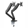 WINX RISE Pro dviguba pilno judesio monitoriaus ranka - dujų spyruoklės tvirtinimas prie stalo 2 ekranams 17 inch-32 inch, VESA 75/100, 18kg bendra, spaustuvas ir grommet, juoda