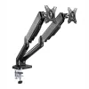 WINX RISE Pro dviguba pilno judesio monitoriaus ranka - dujų spyruoklės tvirtinimas prie stalo 2 ekranams 17 inch-32 inch, VESA 75/100, 18kg bendra, spaustuvas ir grommet, juoda