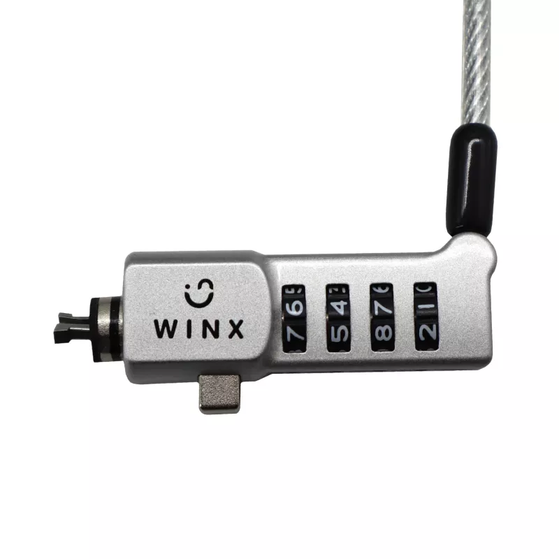 WINX Secure Max Universal Code Cable Lock - 4 skaitmenų perstatomas derinys, pintas plienas, 1,8 m, juoda/sidabrinė