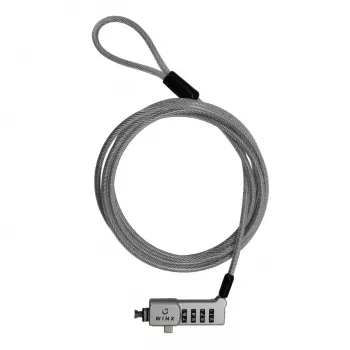 WINX Secure Max Universal Code Cable Lock - 4 skaitmenų perstatomas derinys, pintas plienas, 1,8 m, juoda/sidabrinė
