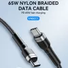 Wozinsky 1 m USB-C į USB-C laidas 60W PD greitas įkrovimas ir duomenų sinchronizavimas juodas
