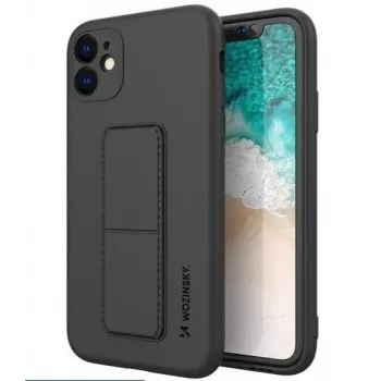 Wozinsky Apple iPhone 12 Pro Max Silikoninis Dėklas su Stovu Juodas