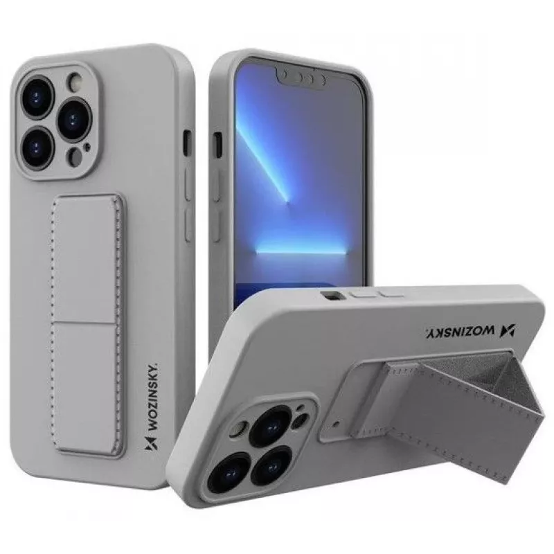 Wozinsky Apple iPhone 13 Kickstand Case Silicone Case with Stand Grey