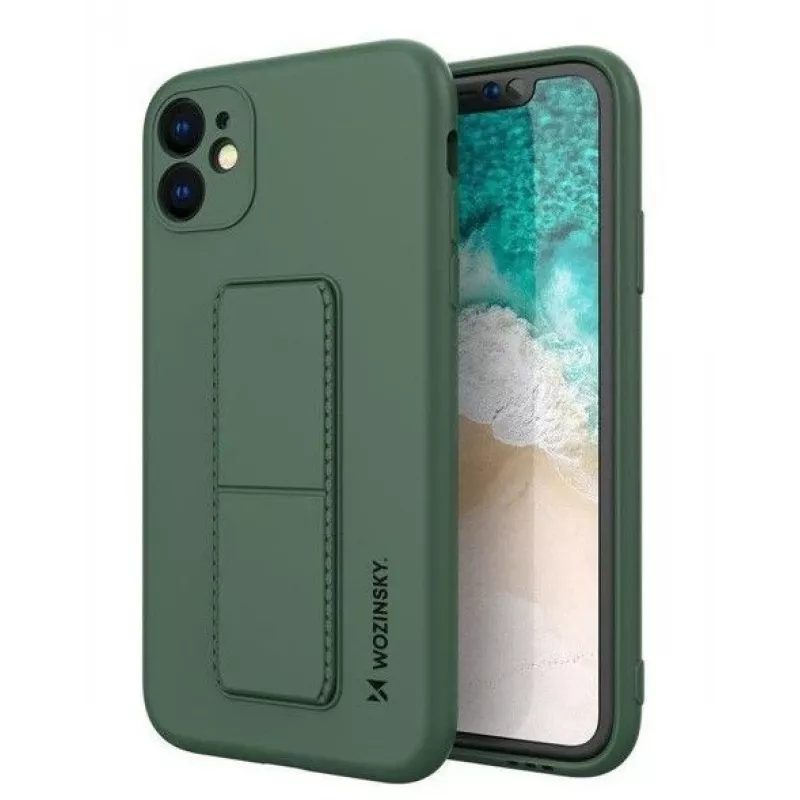Wozinsky Apple Kickstand Case Flexible Silicone iPhone 11 Dark Green