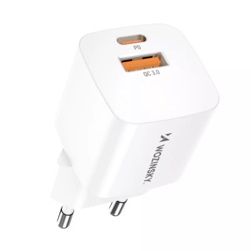 Wozinsky CMWCW 20W USB-C / USB-A sieninis įkroviklis - baltas