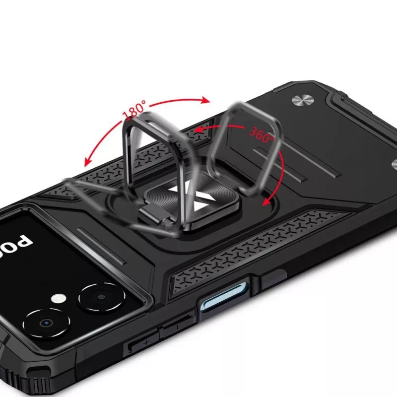 Wozinsky Ring Armor Case, skirtas Google Pixel 7 Pro – Šarvuotas dėklas su magnetiniu laikiklio žiedu – Juoda