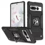 Wozinsky Ring Armor Case, skirtas Google Pixel 7 Pro – Šarvuotas dėklas su magnetiniu laikiklio žiedu – Juoda