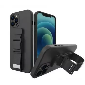 Wozinsky Samsung Galaxy A52s 5G / A52 5G / A52 4G Dėklas Gel Lanyard su Grandinėle Piniginė Lanyard Juoda
