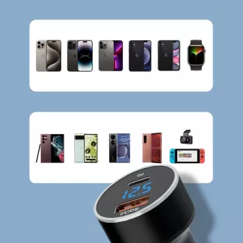 Wozinsky WDCCAC USB-C USB-A 36W automobilinis įkroviklis - juodas