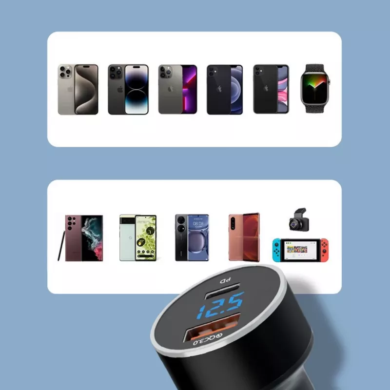 Wozinsky WDCCAC USB-C USB-A 36W automobilinis įkroviklis - juodas