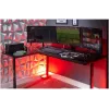 X Rocker 2022068 L-Shaped Corner Gaming Desk with RGB LED Lighting, Carbon Fibre Effect, Black