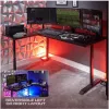 X Rocker 2022068 L-Shaped Corner Gaming Desk with RGB LED Lighting, Carbon Fibre Effect, Black