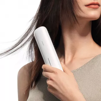 Xiaomi belaidis plaukų tiesintuvas-šepetys 2600mAh USB-C 3 temperatūros režimai 200°C joninis baltas