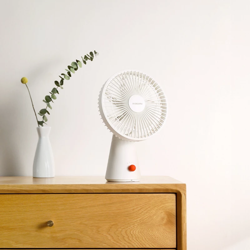 Xiaomi įkraunamas mini ventiliatorius BHR6089GL 2000mAh USB nešiojamas rankinis ventiliatorius su nuimamu pagrindu, 4 greičiai, bešepetėlis variklis, baltas