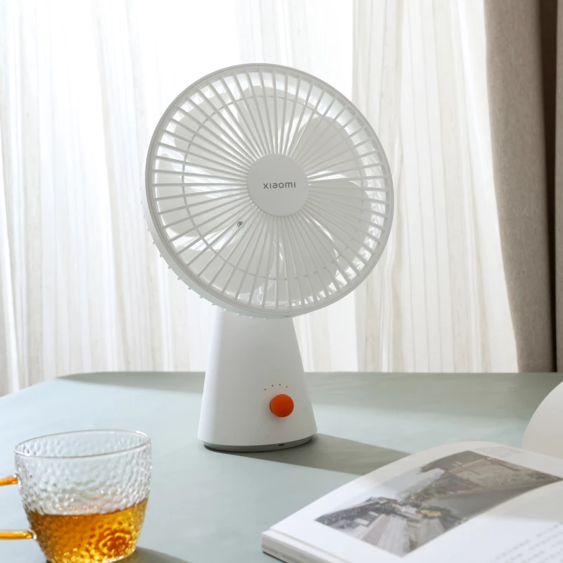 Xiaomi įkraunamas mini ventiliatorius BHR6089GL 2000mAh USB nešiojamas rankinis ventiliatorius su nuimamu pagrindu, 4 greičiai, bešepetėlis variklis, baltas