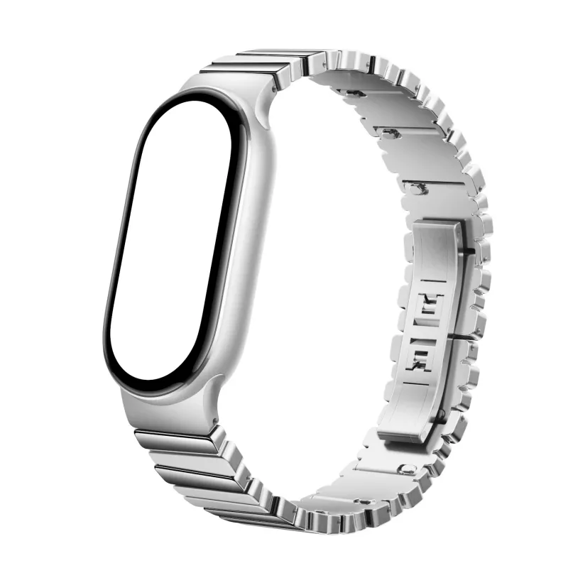 Xiaomi Smart Band 10 asimetrinis metalinis dirželis – sidabrinis